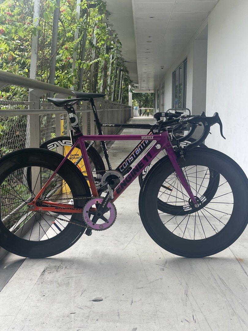 engine 11 vortex (Category: Bicycles) located in Singapore. Submitted by jhyb4 (Listing ID 1430749181, Image 2). Description: wtt wts kratozen cs carbon lace to nova enve riser or drops with hoods(u can choose) 3t sp or weapon sp carbon saddle shimano bb 3t stem (any question js ask no bs offers).