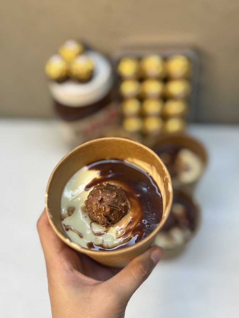 Ferrero Rocher Dessert Cups (Category: Other Food & Drinks) located in Manila. Submitted by anamazingg (Listing ID 1430723330, Image 2). Description: Ferrero nutella banana pudding 16 oz Until friday! Follow my ig / tiktok - southsweetsscoop Loc: Moonwalk Paranaque .