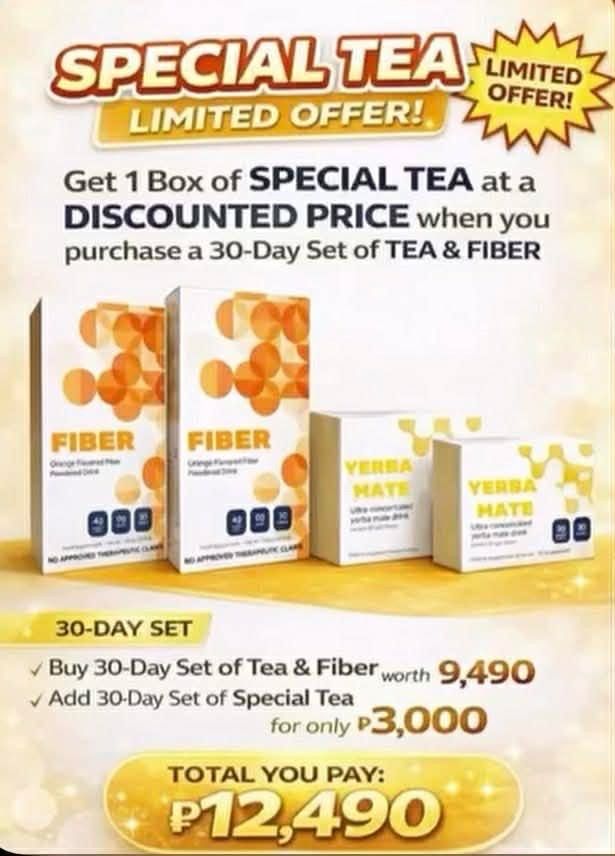 Fiber and Tea (Category: Health Food, Drinks & Tonics) located in Binan City. Submitted by feelgreatwithsweet (Listing ID 1430704334, Image 1). Description: Stop starving. Start balancing. ✨ Real wellness = stable energy, less cravings, better digestion. Feel good every day—naturally. 🌿 Ready to feel the difference? Message me and let’s start your glow-up the smart way. 💛.