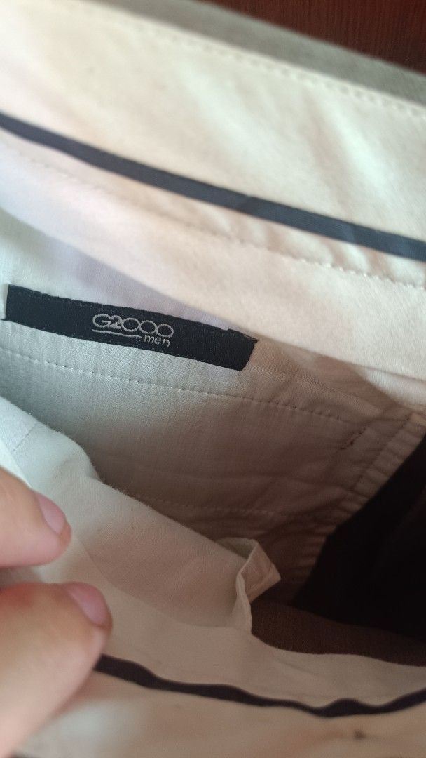 G2000 beige/stone colored trousers/Slacks/pants (Category: Trousers) located in Manila. Submitted by namelessalex09 (Listing ID 1430657501, Image 2). Description: used only once for a cocktail wedding, got outgrown and never used size 29, or 29R Measurements approx. Hem 8 in Mid waist rise is 11 in. length waist to hem 42 in Regular inseam 32 in. Good for 5'8-6'0" lengthed can altered, 1+ inch if pants seem short. Manila Loc.