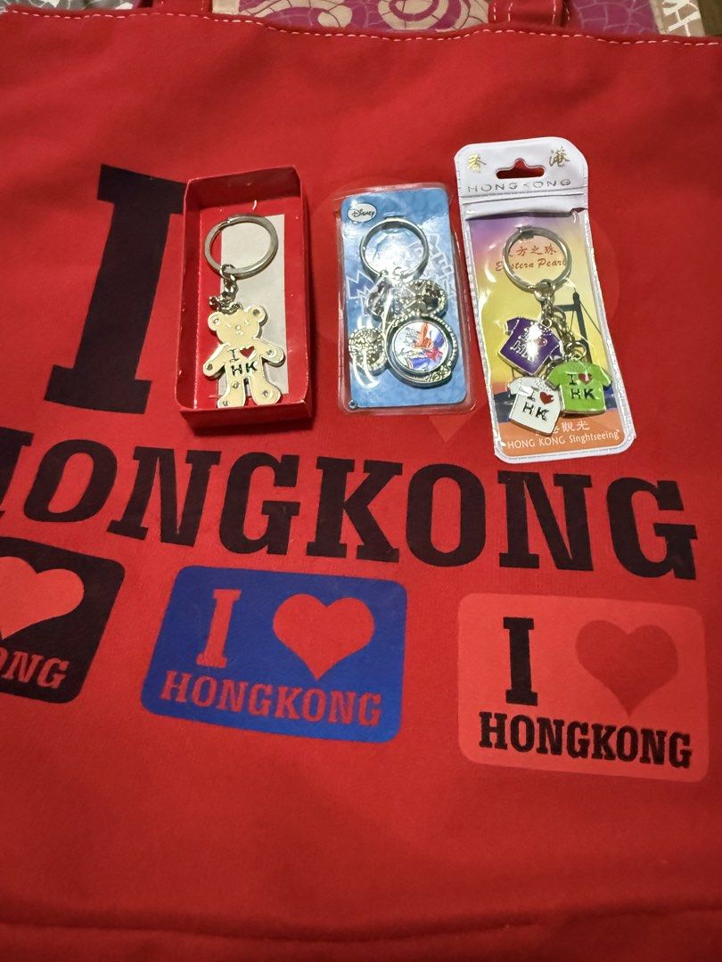 Hongkong Souvenir Tote Keychain Set (Category: Tote Bags) located in San Carlos City. Submitted by achisfinds (Listing ID 1430762420, Image 1). Description: Sold as bundle/set Super sale!!! Only p650 for all Bought from Hongkong RFS: extra souvenirs.
