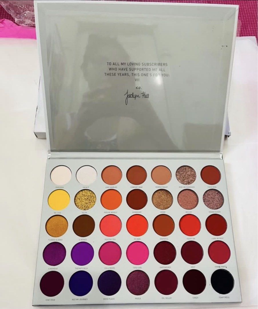JACLYN HILL PALETTE VOLUME II MORPHE (Category: Makeup) located in San Juan City. Submitted by cashfrancefashioncosmetics_ph (Listing ID 1430790375, Image 3). Description: JACLYN HILL PALETTE VOLUME II MORPHE Finish: matte, satin, and shimmer) SHADE NAMES ROW 1: Certified / matte pearl I’m In It / satin cotton candy Love Handles / matte peach cobbler Comfort Zone / matte nutmeg Perfectionist / matte nectarine Ride-or-Diamonds / shimmering rosy co