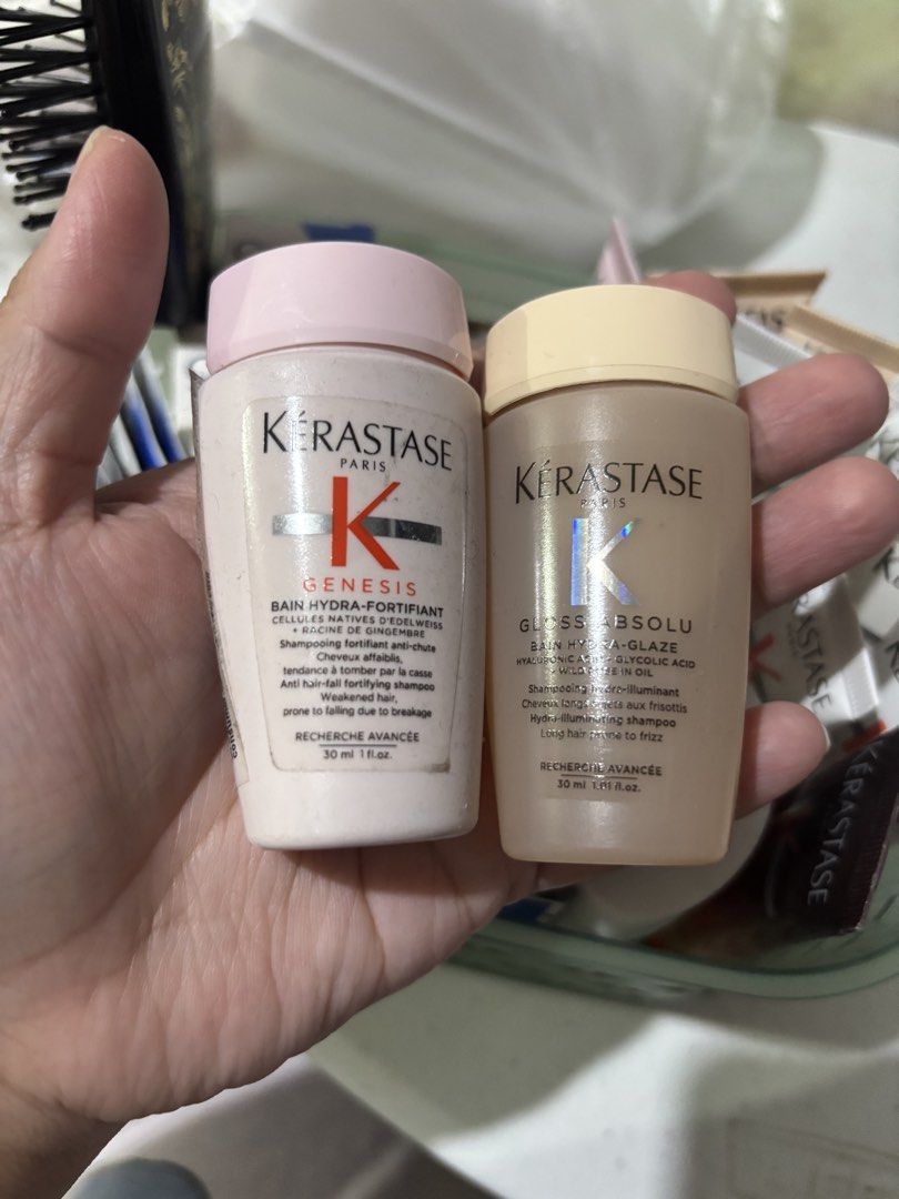 Kerastase minis (Category: Hair) located in Quezon City. Submitted by violetandstuff (Listing ID 1430769435, Image 3). Description: Contioner / Shampoo 30ml - 300 each Shampoo 80ml - 500 each Hair oil 15 ml - 250 Hair oil sachets - 80 each.