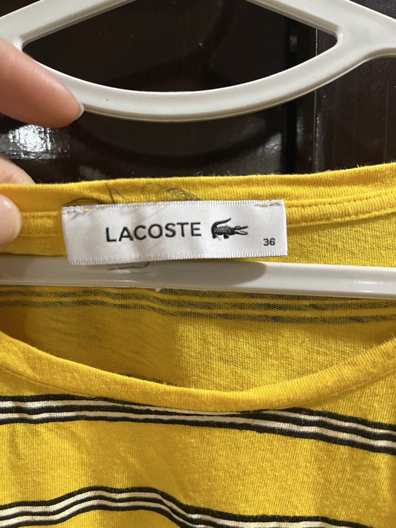 Lacoste Striped T-shirt - Size 36 (Category: Shirts) located in Mandaluyong City. Submitted by kqloset (Listing ID 1430602979, Image 2). Description: Can fit Medium size.