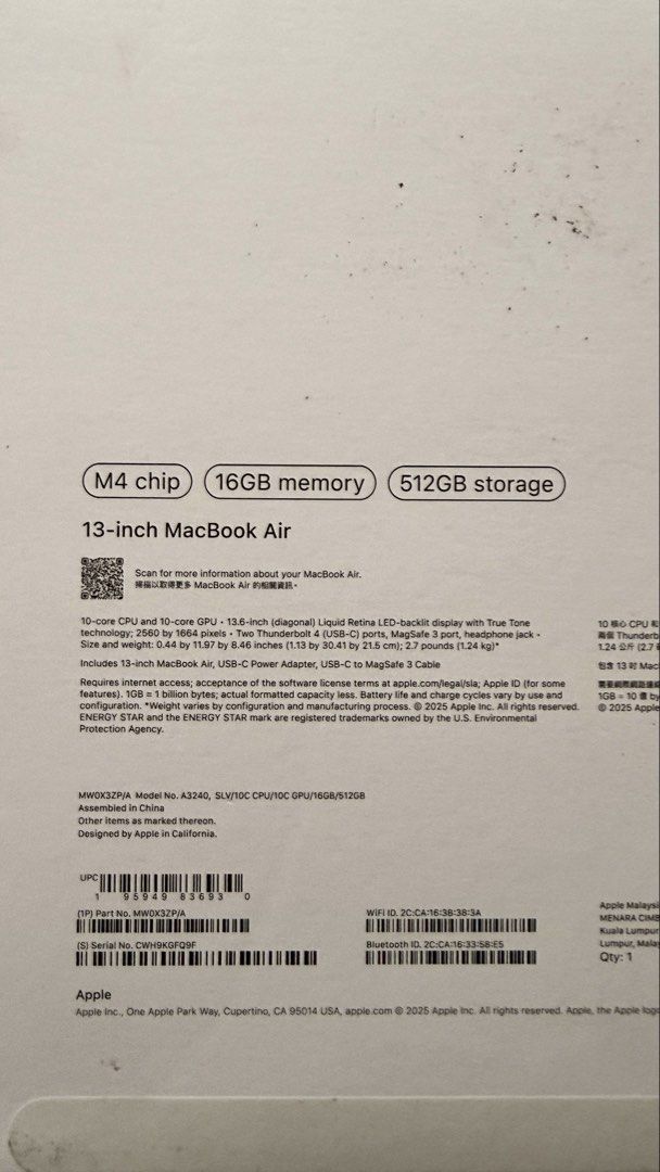 MacBook Air 13 inches. M4 )2025420567975262965762