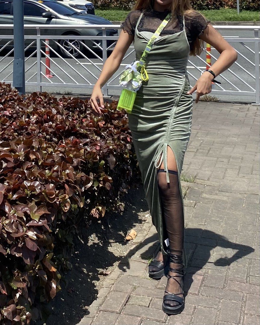 Olive Green Ruched Maxi Dress (Category: Dresses) located in Manila. Submitted by maribadaaa (Listing ID 1430656026, Image 1). Description: .