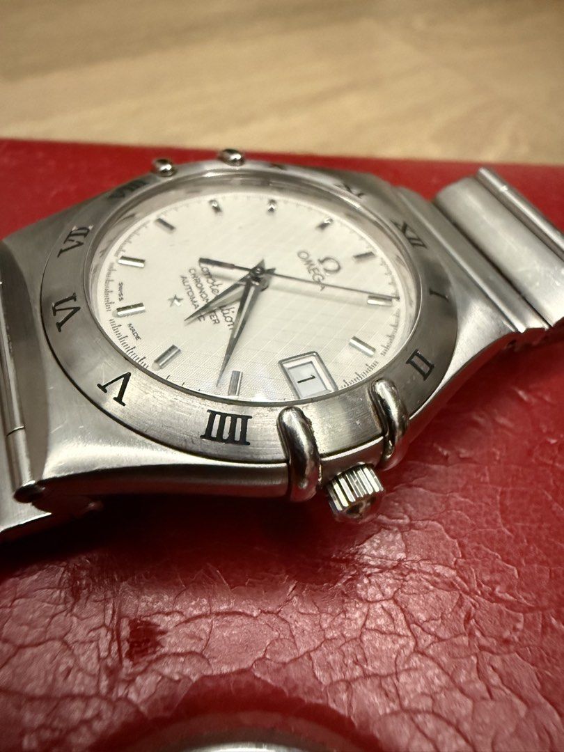 Omega Constellation Chronometer Automatic 35.5mm steel on steel Watch (Category: Watches) located in Singapore. Submitted by lifesliketat (Listing ID 1430759122, Image 2). Description: Preloved condition. 8.5/10 Comes with box and extra 1 link. Have just resized the bracelet to fit my 7.5" wrist Self collect at my convenience only. Technical Specification: Reference : 1502.30.00 Case diameter : 35.5 mm Case : Steel Dial colour : Silver Crystal : 