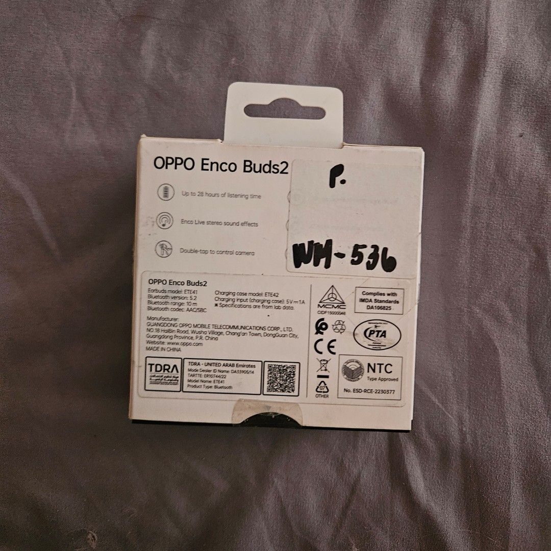 OPPO Enco Buds2 - Moonlight (Category: Earphones) located in Manila. Submitted by smartluxeph (Listing ID 1430716129, Image 2). Description: ✨ FOR SALE: OPPO Enco Buds2 (BNEW – SEALED) ✨ 🎧 Model: OPPO Enco Buds2 🎨 Color: Moonlight 💯 Condition: Brand new, sealed, never used 🔊 Why this is a steal: • Up to 28 hours battery life 🔋 • Clear, punchy sound (Enco Live audio) • Low latency – good for gaming 🎮 • Lightweight & comfy for daily use 📦 Co