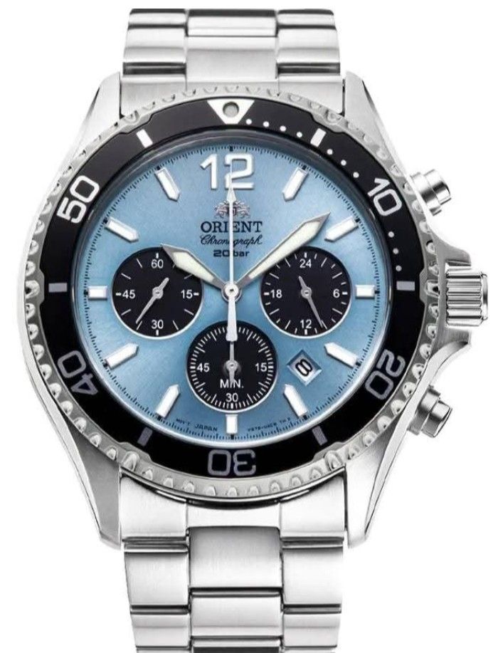 Orient Chronograph Solar Powered Watch (Category: Men's Watches) located in Manila. Submitted by AlecsxanderTimeCollection (Listing ID 1430658529, Image 2). Description: Available on Hand ⌚ Brand new / Complete set 1yr warranty P14,200 Orient Watch USA RA-TX0206L10B Mako Solar Chronograph Specifications Caliber VS752 Solar Quartz Chronograph Power reserve: Approximately 6 Months Features Chronograph Crystal: Sapphire Crystal Dial color: Ice Blue 