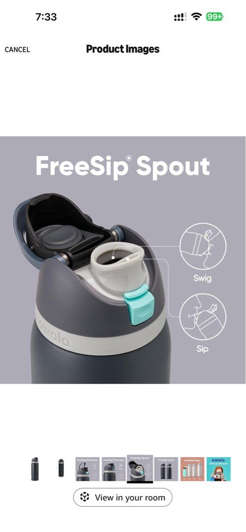 owala freesip insulated water bottle (Category: Water Bottles & Tumblers) located in Tarlac. Submitted by michaelaspreloved__ (Listing ID 1430700400, Image 2). Description: color foggy tide 32oz brand new, never used / opened.