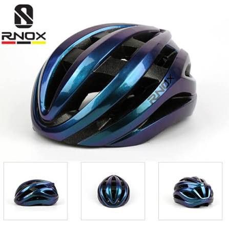 RNOX Cycling Helmet (Category: Other Sports Equipment and Supplies) located in Manila. Submitted by jomarrrrr (Listing ID 1430756529, Image 1). Description: RNOX cycling helmet features a sleek, iridescent blue design. It has multiple vents for airflow and a comfortable fit. The helmet is designed for cycling and offers protection. The RNOX logo is visible on the side..