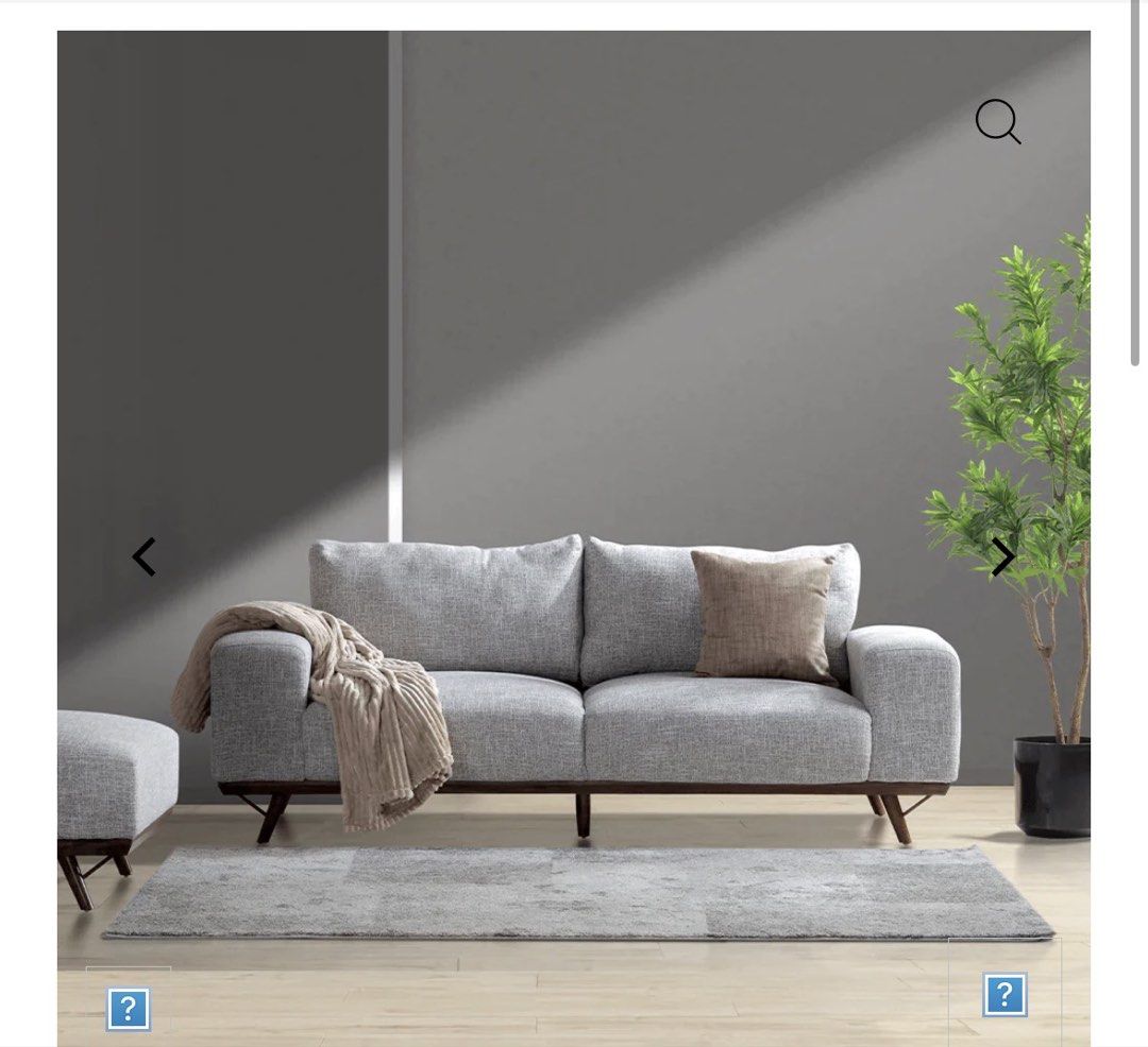 Surrey 3-Seater Sofa (Category: Sofas) located in Pasig City. Submitted by bubu8282 (Listing ID 1430599313, Image 2). Description: Our home 3 seater sofa and ottoman Used for 4 years Some stains on fabric cover.