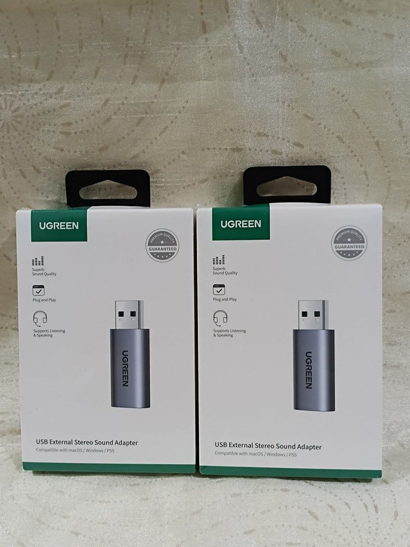 UGREEN USB External Stereo Sound Adapter 🎧🔊 (Category: Portable Audio Accessories) located in Manila. Submitted by cutiecie (Listing ID 1430599388, Image 3). Description: Upgrade your audio instantly with the UGREEN USB External Stereo Sound Adapter 🎧🔊 ✔ Plug & Play – no drivers needed ✔ Crystal-clear sound quality for music, calls & gaming ✔ Supports headphone & microphone (listening + speaking) ✔ Wide compatibility: PC, laptop, Mac, PS5 ✔ C