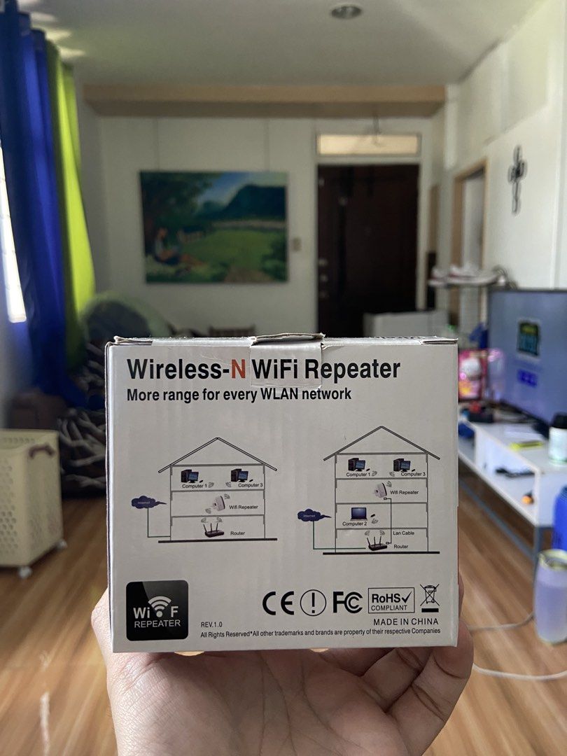 WiFi Repeater (wider range for WLAN network) (Category: Office & Business Technology) located in Pasig City. Submitted by cortez_2698 (Listing ID 1430609274, Image 1). Description: Never been used. Comes with a user manual. Purchased in SM Baguio cyberzone for 1,500 (lost receipt) Key features: — improves wireless coverage in all WLAN networks — WLAN 802.11n for wireless high-speed access — Downward compatible with 802.11g (54Mbit/s) and 802.11b 