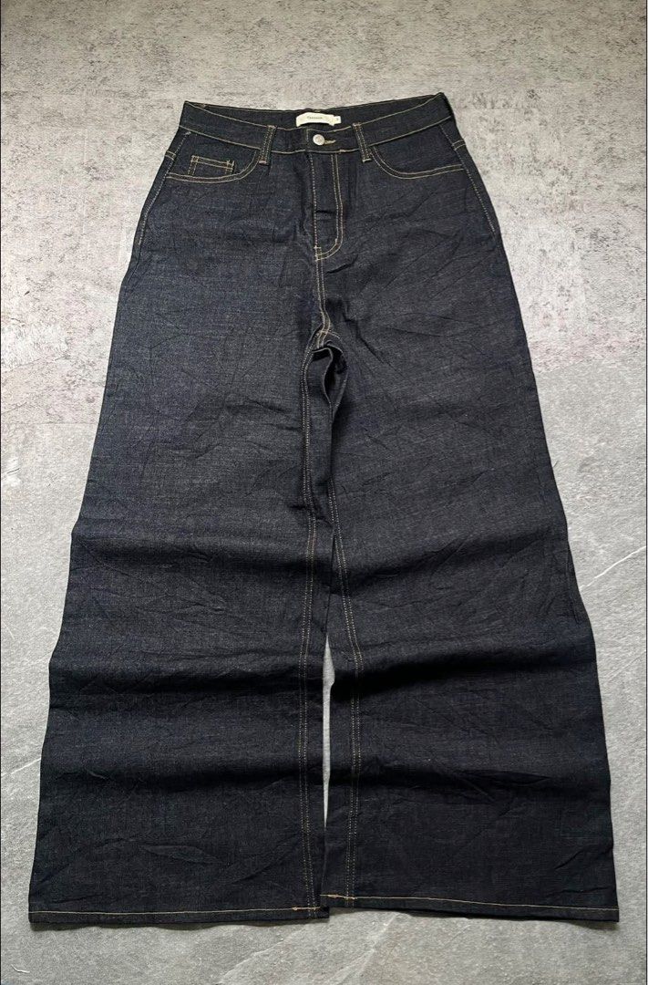YELLOW STICH DENIM PANTS ( RAW DENIM LOOK ) (Category: Jeans) located in Trece Martires City. Submitted by kiooo.77 (Listing ID 1430770193, Image 2). Description: W 30-32 L 39 THIGH 13 HEM 13 W FREEBIES SHIRT.
