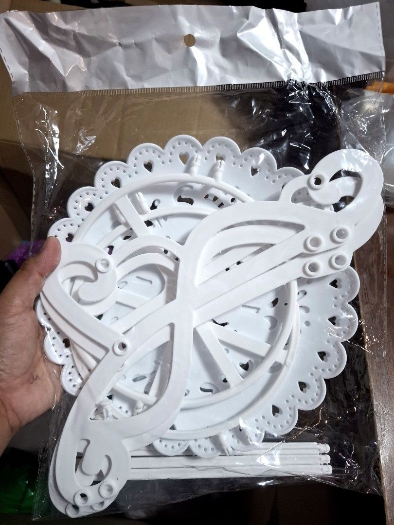 2-Tier White Cake Cupcake Stand (Category: Bakeware) located in Quezon City. Submitted by an.marie (Listing ID 1430814211, Image 1). Description: 2-tier white cake stand. It features a delicate, lacy design on the plates and supports. Perfect for displaying cupcakes, pastries, or other treats at parties or events..