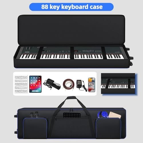 88 Key Keyboard Case With Wheels,Soft Piano Case Keyboard Gig Bag ...