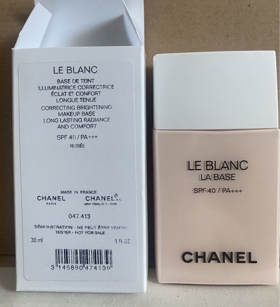 CHANEL Le Blanc correcting brightening makeup base - ROSEE (Category: Makeup) located in Pasay City. Submitted by trendystash (Listing ID 1430859162, Image 1). Description: Brand new Tester box 30 ml. Rosée: brightens dull skin / rosy glow .