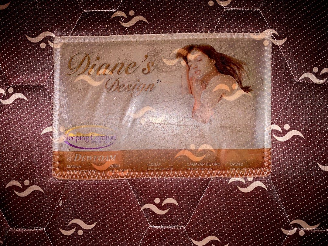 Diane's Design Dewfoam Mattress (Category: Bed Frames & Mattresses) located in Quezon City. Submitted by zedricc (Listing ID 1430903069, Image 3). Description: Dew Foam Mattress, with Bed Frame included.