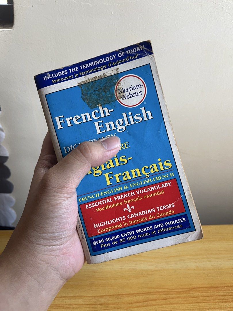 French-English Dictionary (Category: Textbooks) located in General Trias. Submitted by jxcuro (Listing ID 1430839875, Image 2). Description: Bought it at Booksale. The book is still in good condition, with some slight smudge in the book cover..
