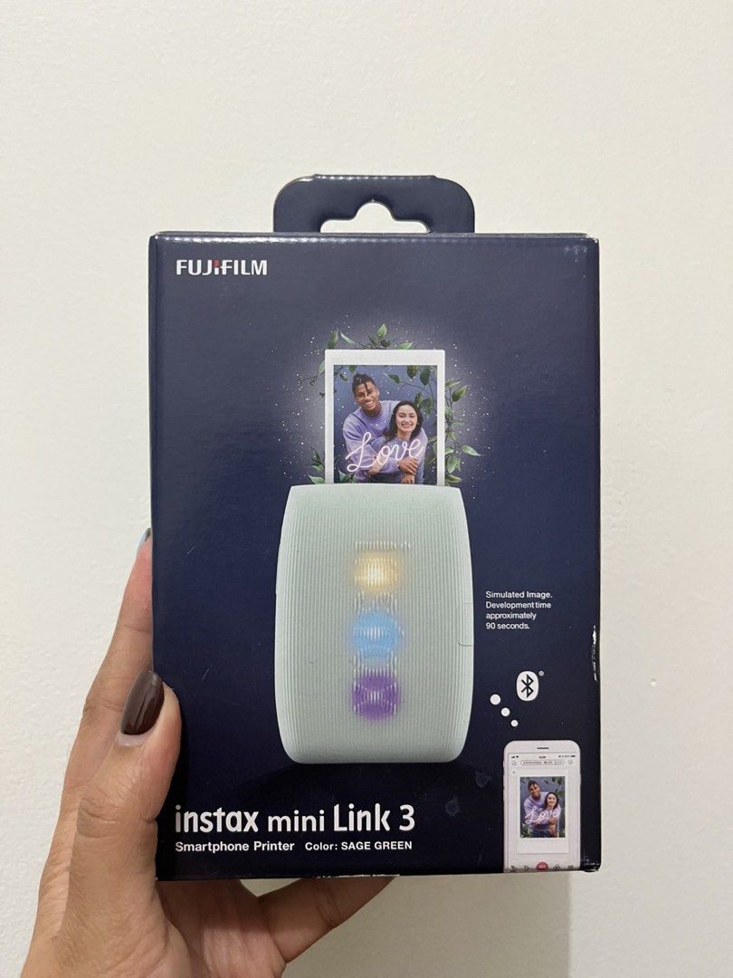 Fujifilm Instax Mini Link 3 - Sage Green (Category: Printers, Scanners & Copiers) located in Muntinlupa City. Submitted by declutterwithksgs (Listing ID 1430881056, Image 1). Description: Instax mini Link 3 in Sage Green WITH FREE 20 film (box) + 4 inside the printer Used 6x ₱6,500 Note: Buyer must shoulder shipping MOP: Gcash, BDO.