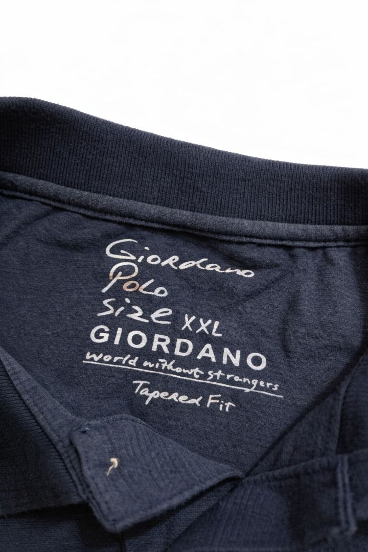 Giordano Blue Polo Shirt (Category: Tshirts & Polo Shirts ) located in Caloocan City. Submitted by losfinds (Listing ID 1430875525, Image 2). Description: Giordano Blue Polo Shirt Size: XXL length: 27.5 width: 21 300 + sf .