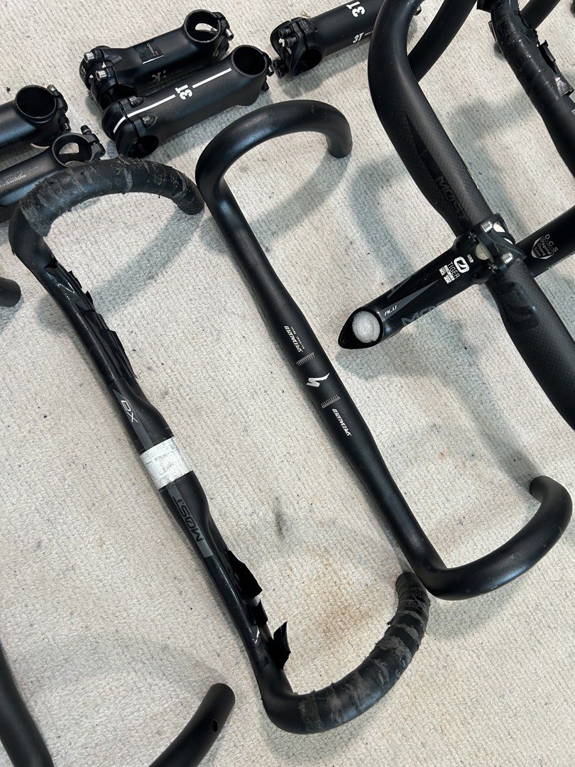 Handlebars & Stems Specialized Merida MOST Cannondale 3T Fizik Deda Uno (Category: Parts & Accessories) located in Singapore. Submitted by whitearrows (Listing ID 1430890569, Image 3). Description: I’ve got handlebar & stems for sale. Prices listed below: 1. Cannondale Hollowgram Knot cockpit 40x90 SOLD 2. Controltech handlebar & stem 42.5 x 100 $40 3. Carbon handlebar & MOST Alu stem 39 x 110 $40 4. Specialized alloy handlebar 38cm $25 5. MOST a