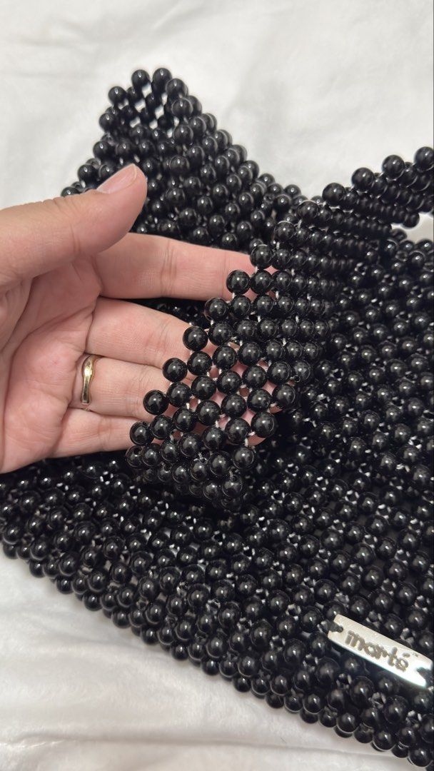 Inarte Black Beaded Handbag (Category: Purses & Pouches) located in Marikina City. Submitted by decltqueen (Listing ID 1430935152, Image 3). Description: Inarte Black Beaded Bag Locally Handmade Super tibay ng gawa!! RFS: decluttering, i have the white one mas nagagamit ko Mukang maliit but can fit so much :) nice to use for parites - originally 2,500.