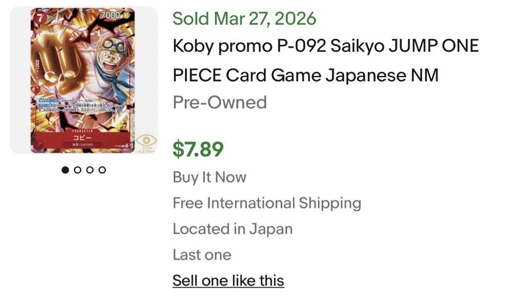 Koby Promo Koby promo P-092 Saikyo JUMP ONE PIECE Card Game Japanese NM, Hobbies ...