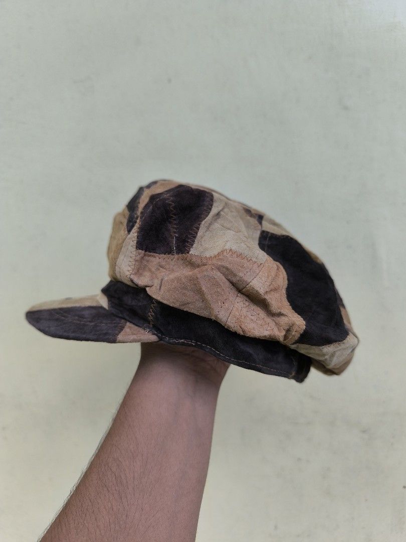 Leather patchwork newsboy hat (Category: Activewear) located in Naga. Submitted by mags61913 (Listing ID 1430829178, Image 2). Description: Leather patchwork newsboy hat OSFA 100% Genuine leather 1k+sf.