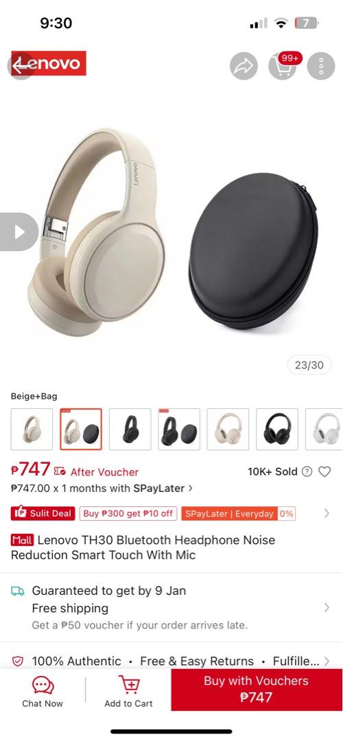 Lenovo TH30 Bluetooth Headphones with Mic (Category: Headphones & Headsets) located in Manila. Submitted by gabrielleb1603 (Listing ID 1430964784, Image 2). Description: - used once - rfs: not suited for me, prefer earphones/airpods .