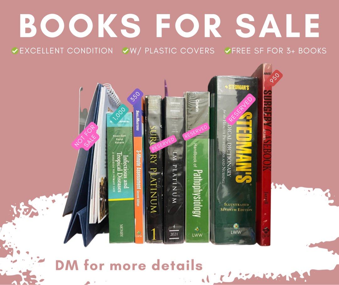 Medical Books (Category: Textbooks) located in Manila. Submitted by banana.pengu (Listing ID 1430972142, Image 3). Description: [LIKE NEW] ✅ Prices are already indicated in the pictures (negotiable for sure buyer, just pm) ✅ Minimal to NO highlights (except Junqueira’s Basic Histology & Snell’s Clinical Anatomy) ✅ FREE SF for 3+ books ***Please send a message for more pictures and details about each book.