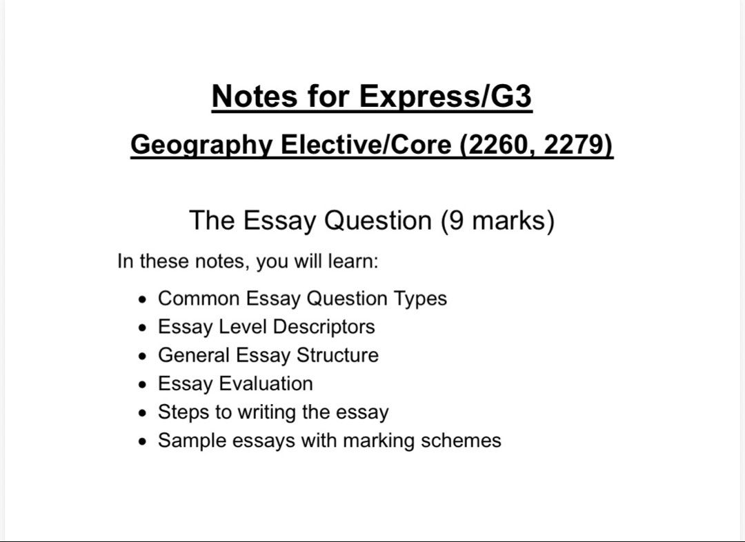 [NEW SYLLABUS, UPPER SECONDARY] Essay Question Revision Notes for Sec 3 ...