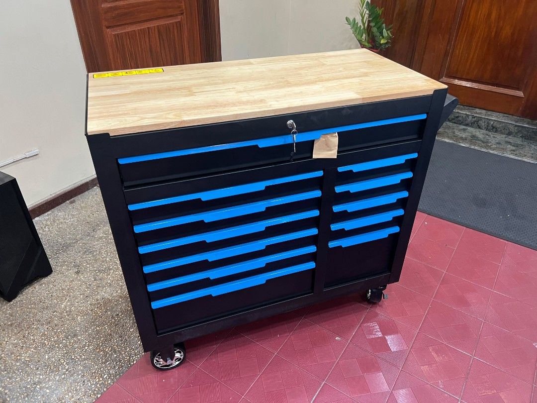 ODIN TOOLS TOOL CABINET xt-009 (Category: Construction Tools & Equipment) located in Makati City. Submitted by simpleconfidence (Listing ID 1430933325, Image 3). Description: 🔧 Meet the ODIN TOOLS xt-009 Crafted for serious work. Designed for serious style. This all-in-one tool cabinet features a sleek Black/Blue finish with a premium wood top, housing a full arsenal of professional-grade tools—built for mechanics, workshops, and serious DIYers.
