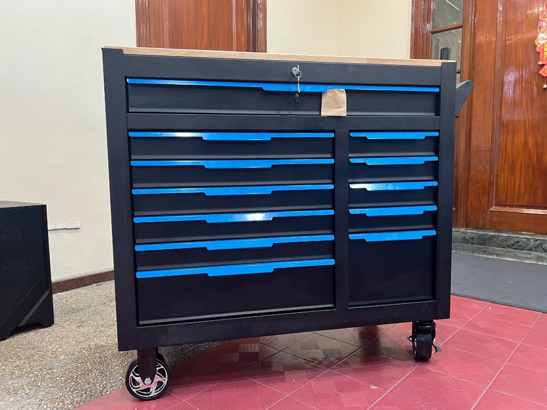 ODIN TOOLS TOOL CABINET xt-009 (Category: Construction Tools & Equipment) located in Makati City. Submitted by simpleconfidence (Listing ID 1430933325, Image 1). Description: 🔧 Meet the ODIN TOOLS xt-009 Crafted for serious work. Designed for serious style. This all-in-one tool cabinet features a sleek Black/Blue finish with a premium wood top, housing a full arsenal of professional-grade tools—built for mechanics, workshops, and serious DIYers.