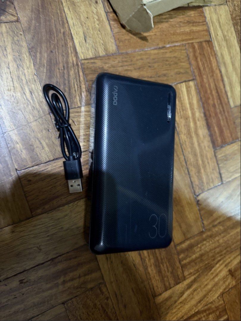 Rapoo 30000mAh WB30-102 (FOR TYPE A CHARGING CORDS ONLY) (Category: Batteries & Power Banks) located in Pasay City. Submitted by kkdlp (Listing ID 1430809481, Image 2). Description: Supports TYPE A TO TYPE C AND TYPE A TO LIGHTNING charging cords ONLY. PRICE NEGOTIABLE. PASAY AREA. NO MEET-UPS. DELIVERY VIA LALAMOVE, GRAB, ETC. ONLY. SHIPPING FEE TO BE SHOULDERED BUYER. .