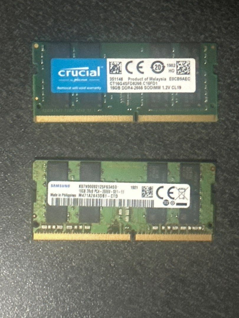 Samsung & Crucial 16gb 2666mhz DDR4 SODIMM RAM, Computers & Tech, Parts ...