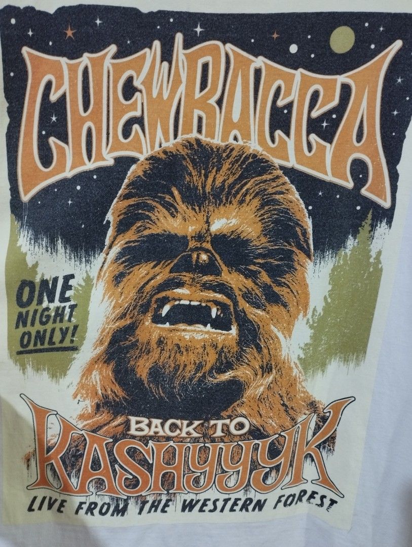 Star Wars Chewbacca Shirt (Category: Tshirts & Polo Shirts ) located in San Fernando. Submitted by nerosales (Listing ID 1430797285, Image 3). Description: Star Wars Chewbacca Shirt 20 x 26 inches used, good condition 180 pesos only SM City Pampanga Shipping: J&T Payment: Gcash NO COD / NO COP.