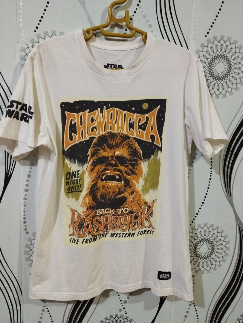 Star Wars Chewbacca Shirt (Category: Tshirts & Polo Shirts ) located in San Fernando. Submitted by nerosales (Listing ID 1430797285, Image 1). Description: Star Wars Chewbacca Shirt 20 x 26 inches used, good condition 180 pesos only SM City Pampanga Shipping: J&T Payment: Gcash NO COD / NO COP.