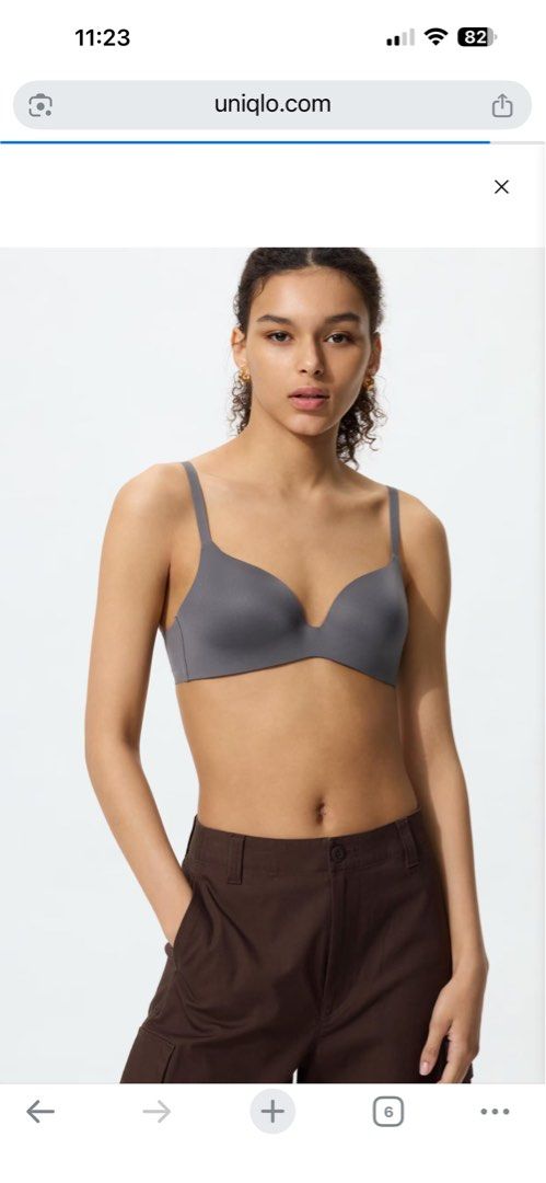 Uniqlo wireless bra 3D hold - gray (Category: Undergarments & Loungewear) located in Pasig City. Submitted by chubby_cheeks (Listing ID 1430950617, Image 1). Description: 38/40EF.