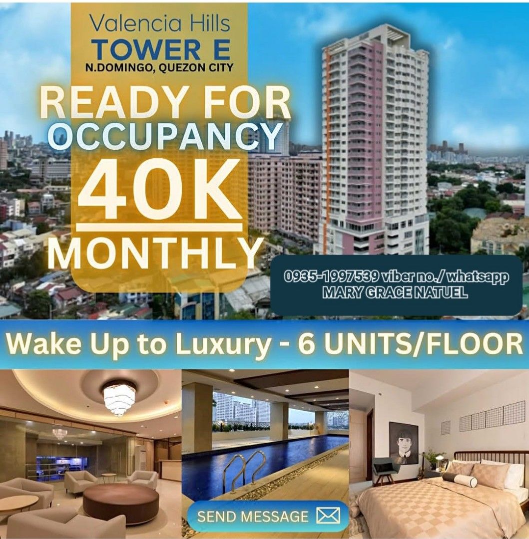 VALENCIA HILLS (Category: Apartments & Condos) located in Manila. Submitted by gracenatue54577 (Listing ID 1430929091, Image 2). Description: 🔥 VALENCIA HILLS CONDOMINIUM - READY FOR OCCUPANCY!!! 📍 Located at N. Domingo corner Valencia St., Quezon City (Near Gilmore, E. Rodriguez, New Manila, Greenhills, San Juan) 💥 UP TO 20% DISCOUNT WITH SPOT PAYMENT! 💥 3 BEDROOM – 101 SQM Was ₱19,942,000, NOW ONLY ₱15,953,600! SAVE ALMOST ₱4,000,000! 🎉 EA