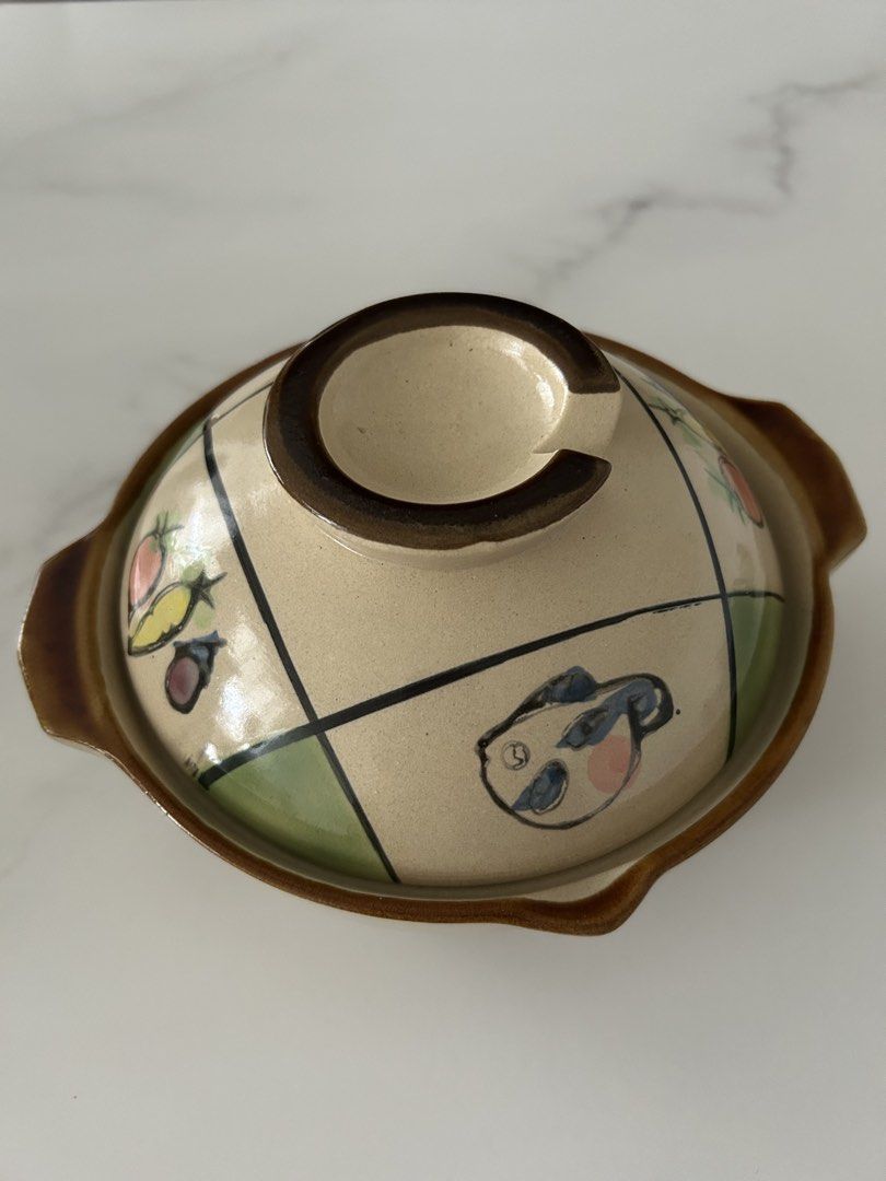 Vintage Hand-Painted Ceramic Bowl with Lid