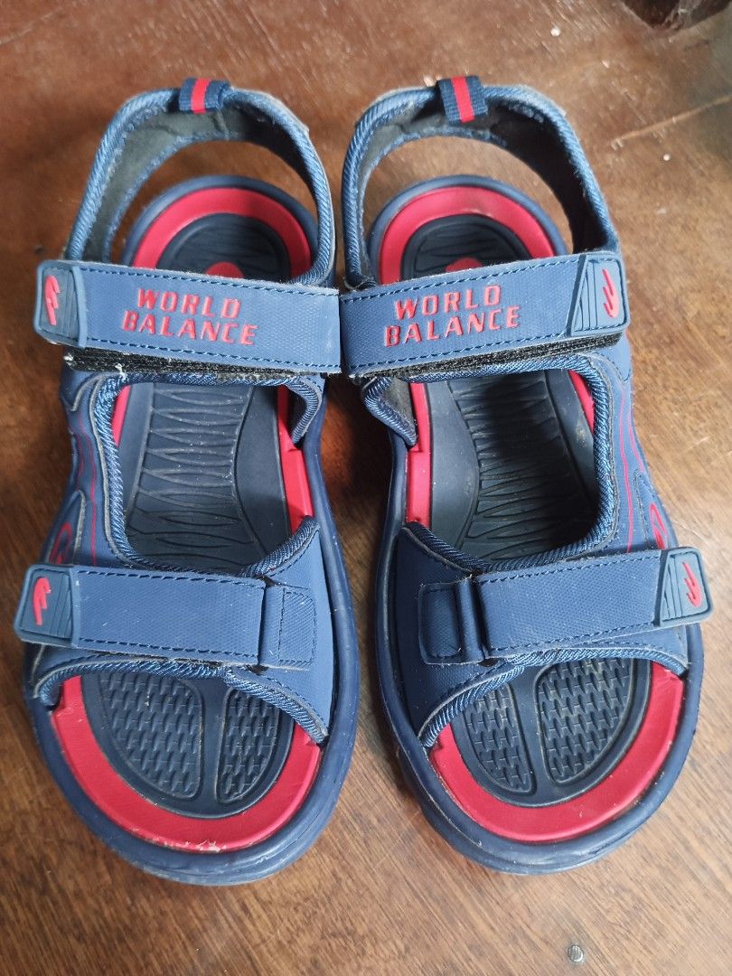 World Balance Sandals - Size 37 (Category: Flats & Sandals) located in Malabon City. Submitted by mslalan (Listing ID 1430805359, Image 1). Description: Blue and red World Balance sandals. Features adjustable straps for a secure fit. The sandals are marked with size 37 (EUR) and US size 4. Made in China. The soles show some wear..