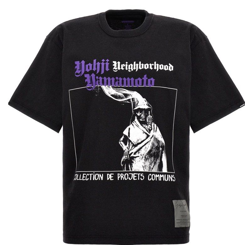 Yohji Yamamoto x Neighborhood T-shirt (Category: Tshirts & Polo Shirts) located in Singapore. Submitted by kirbycurby (Listing ID 1430902890, Image 1). Description: Not for fussy buyers - Authentic Yohji Yamamoto x Neighborhood T-shirt - From the 2024 Spring Summer Collection - Made in Japan - Features a unique graphic print (front and back) - Made of 100% cotton .