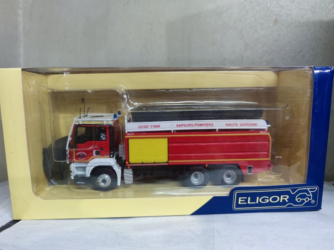 1/43 Replica Fire Engine/Fire Truck/Fire Tanker (Category: Vehicle & Diecast Models) located in Manila. Submitted by kingkai999 (Listing ID 1431140017, Image 2). Description: Another very beautiful miniature from Eligor. This is the MAN TGS 33.360 CCGC 11,000 of the SDIS of Haute-Garonne. The Haute-Garonne has had this superb CCGC MAN TGS 33.360 6x4 equipped with a 11640 liter water tank delivered. Its pump is a Ziegler FP16/8-2H of 2000l/min at 