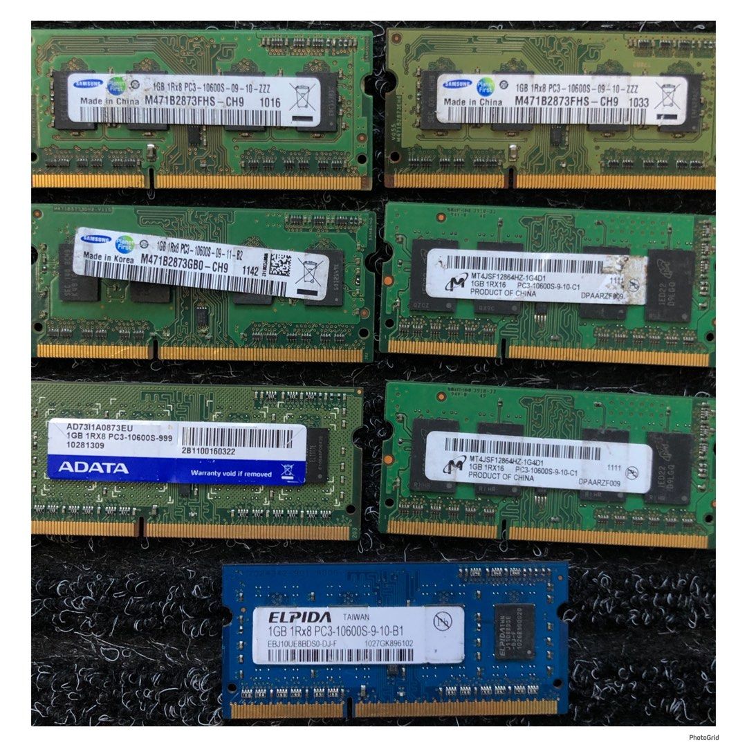 1gb DDR3 10600S Laptop RAM (Category: Computer Parts) located in Pasig City. Submitted by califinestcollectibles (Listing ID 1431071897, Image 3). Description: 1gb DDR3 10600S Laptop RAM EL#421 6 pcs On Hand - 100 each 10600S 1gb Unit only DDR3 #Laptop RAM Actual and detailed picture posted Original/Authentic From USA Pick up at one oasis condominium ortigas extension pasig city Or Delivery via Lalamove ,Lbc Cod/Cop Free Delivery via Jnt (Payment