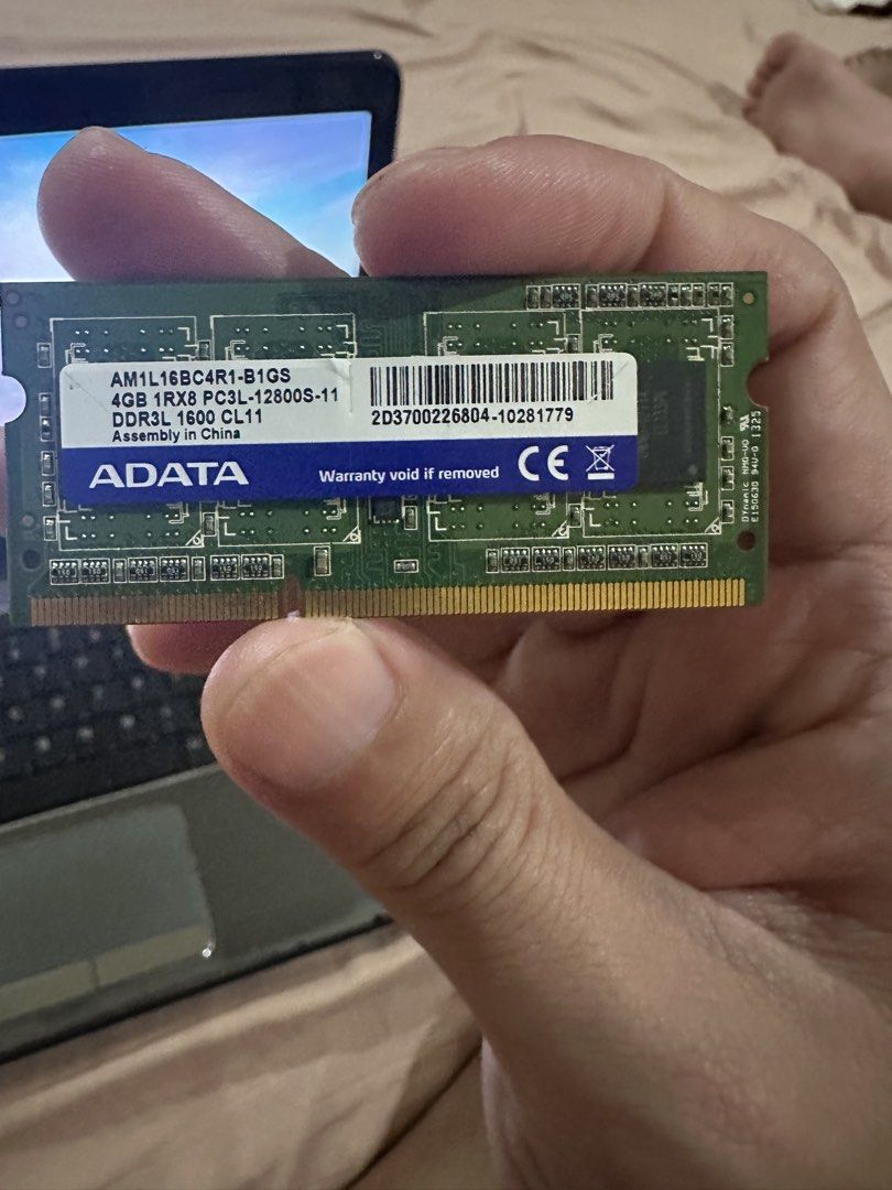 ADATA 4GB DDR3 1600 CL11 RAM (Category: Computer Parts) located in Carmona. Submitted by francisder50014 (Listing ID 1431088809, Image 2). Description: Lightly used ADATA 4GB DDR3 1600 CL11 RAM 550 /pc 2 pcs onhand Rfs: not compatible for my old dell inspiron.