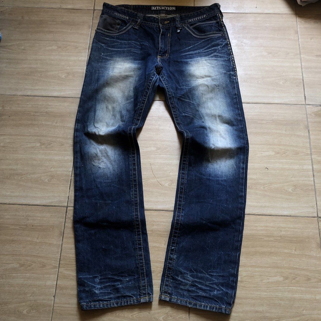 AFFLICTION (Category: Jeans) located in Manila. Submitted by retro-revival019 (Listing ID 1431083220, Image 3). Description: AFFLICTION ‎📌dimes/size: W36 L44 HEM: 9 THIGH: 13 ‎📌Colorate: 9.5/10 ‎📌Condition: 9.5/10 ‎📌issue: None ‎📌check comment for issue/more dets ‎🏷️CLAIM: 1499 (automatically yours)🔥.