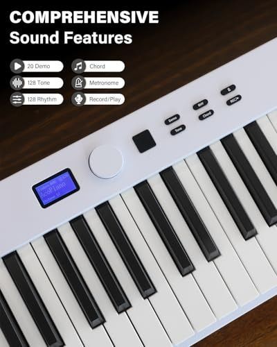 AiJoy 88 Key Beginner Piano Keyboard with Semi-Weighted Keys, 128 Tones ...