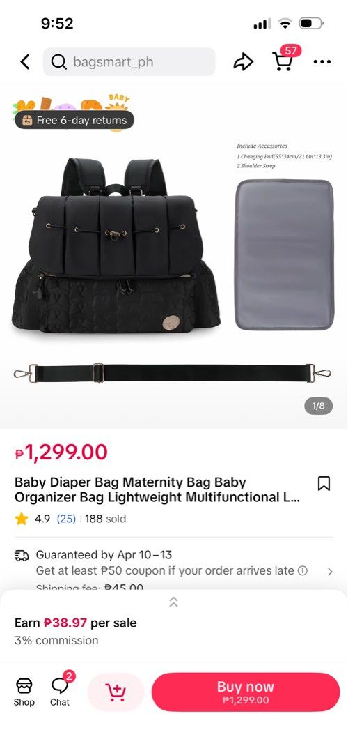 Baby Diaper Bag (Category: Diaper Bags & Wetbags) located in Lucban. Submitted by x.lae (Listing ID 1430992126, Image 1). Description: Preloved Baby Diaper Bag Large Capacity With many compartments Comes with diaper changing pad Can be used as bagpack/shoulder bag Rfs no longer needed.